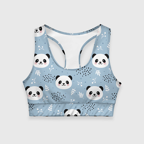 Женский спортивный топ Панды и цветочки / 3D-принт – фото 1