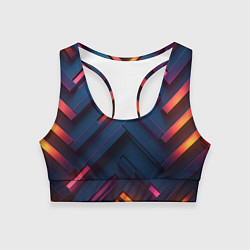 Топик спортивный женский Неоновый узор стальные раскалённые пластины, цвет: 3D-принт