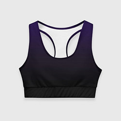 Топик спортивный женский Фиолетово-чёрный тёмный градиент, цвет: 3D-принт
