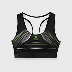 Женский спортивный топ Black green abstract nvidia style