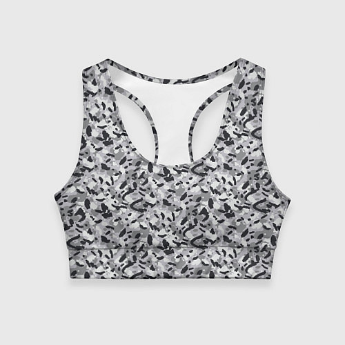 Женский спортивный топ Пикселированный городской серый камуфляж / 3D-принт – фото 1