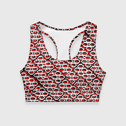 Топик спортивный женский Красно-белый узор на чёрном фоне, цвет: 3D-принт