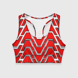 Топик спортивный женский Техно броня красно-белая, цвет: 3D-принт
