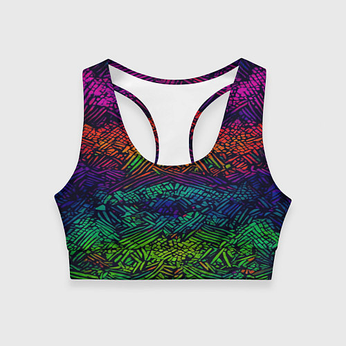 Женский спортивный топ Мистический неоновый паттерн / 3D-принт – фото 1