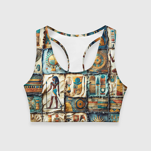 Женский спортивный топ Пэчворк из Египта / 3D-принт – фото 1