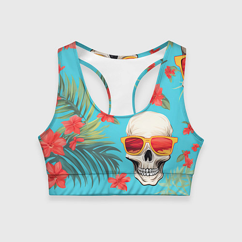 Женский спортивный топ Черепа в отпуске / 3D-принт – фото 1