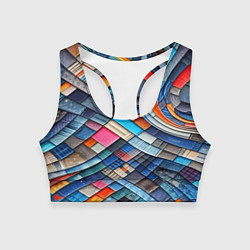Топик спортивный женский Абстрактный авангардный пэчворк - нейросеть, цвет: 3D-принт