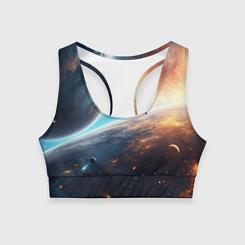 Женский спортивный топ Космос и планеты / 3D-принт – фото 1