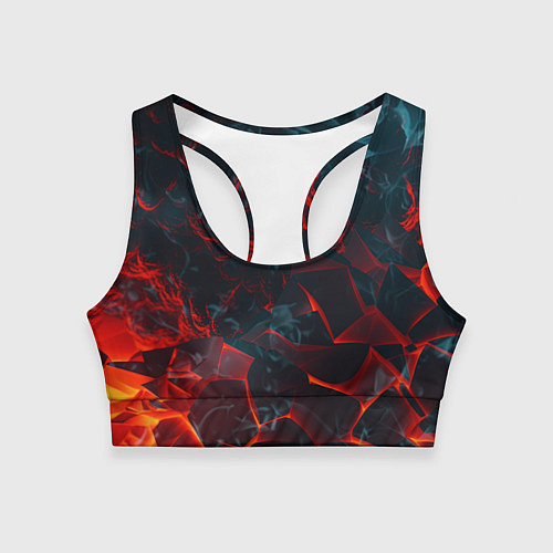 Женский спортивный топ Темная абстракция с разломом красных плит / 3D-принт – фото 1