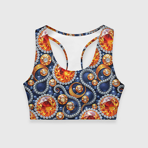 Женский спортивный топ Ювелирные украшение с золотом и бриллиантом паттер / 3D-принт – фото 1