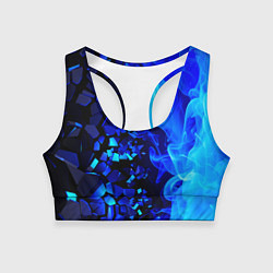 Топик спортивный женский Осколки плиток и синий огонь, цвет: 3D-принт