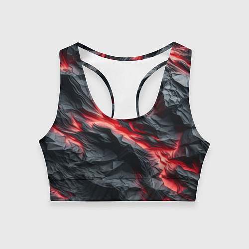 Женский спортивный топ Раскаленная лава на горных камнях / 3D-принт – фото 1