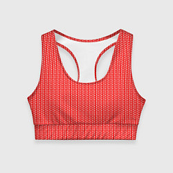 Женский спортивный топ Красный в белые маленькие полоски