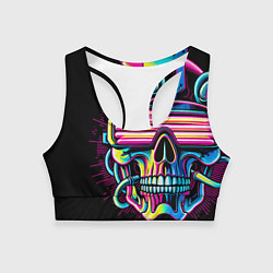 Женский спортивный топ Cyber skull - ai art neon