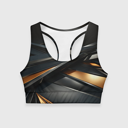 Женский спортивный топ Черная абстракция геометрия / 3D-принт – фото 1