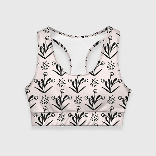 Женский спортивный топ Веточка цветочная / 3D-принт – фото 1