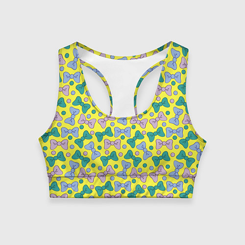 Женский спортивный топ Яркий паттерн с бантами / 3D-принт – фото 1