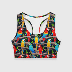 Топик спортивный женский Попугай какаду узор, цвет: 3D-принт