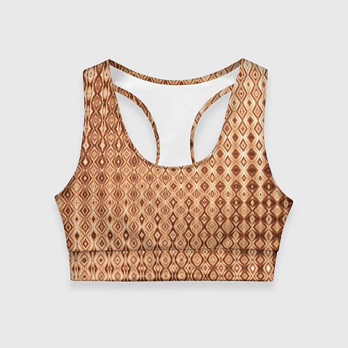 Женский спортивный топ Светлый коричневый абстрактный узор / 3D-принт – фото 1