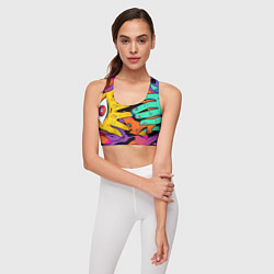 Топик спортивный женский Психоделические руки, цвет: 3D-принт — фото 2