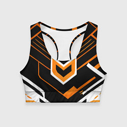 Топик спортивный женский Полосы и оранжево-белый шестиугольник, цвет: 3D-принт