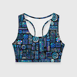 Топик спортивный женский Этнический неоновый орнамент, цвет: 3D-принт