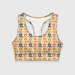 Топик спортивный женский Разноцветные котята ретро узор, цвет: 3D-принт