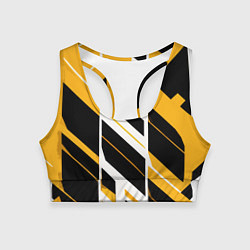 Женский спортивный топ Black and yellow stripes on a white background