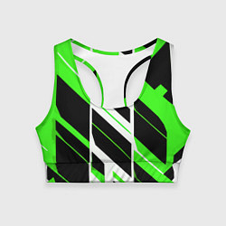 Женский спортивный топ Black and green stripes on a white background