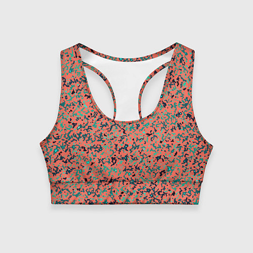 Женский спортивный топ Розово-бирюзовый абстрактный / 3D-принт – фото 1