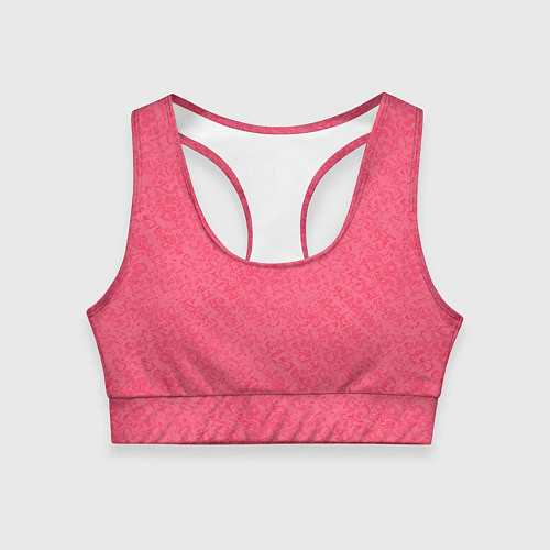 Женский спортивный топ Сочный розовый однотонный текстурированный / 3D-принт – фото 1