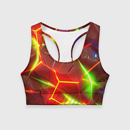 Женский спортивный топ Неоновые красные плиты с ярким светом / 3D-принт – фото 1