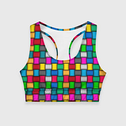 Топик спортивный женский Разноцветное переплетение, цвет: 3D-принт
