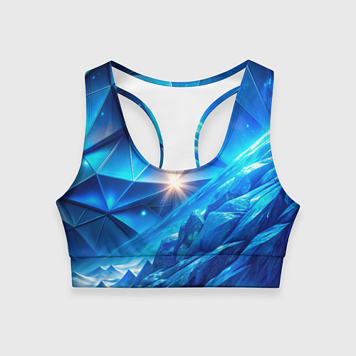 Женский спортивный топ Синяя объемная абстракция со вспышкой / 3D-принт – фото 1