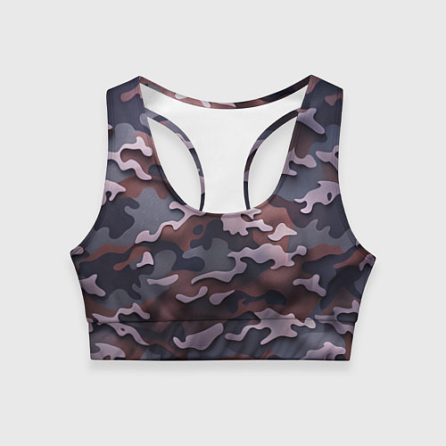 Женский спортивный топ Камуфляж-грязь / 3D-принт – фото 1