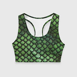 Топик спортивный женский Зеленые чешуйки, цвет: 3D-принт