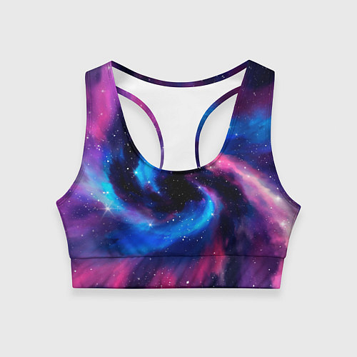 Женский спортивный топ Космическая туманность-спираль и звёзды / 3D-принт – фото 1