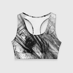 Топик спортивный женский Серый абстрактный серо-черный шрих, цвет: 3D-принт