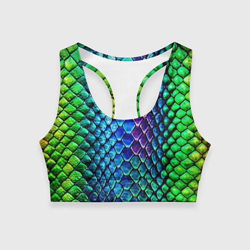 Женский спортивный топ Радужная кожа змеи / 3D-принт – фото 1