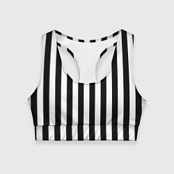 Топик спортивный женский Вертикальные черно белые полосы, цвет: 3D-принт