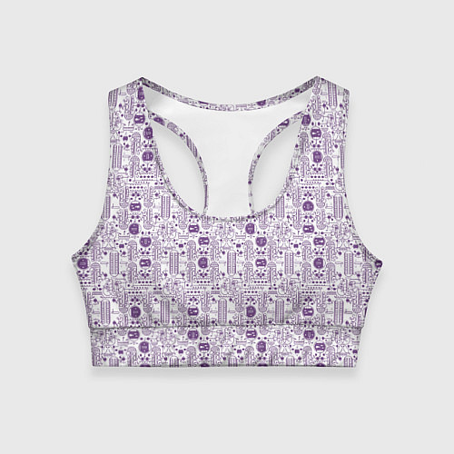 Женский спортивный топ Узоры и лица / 3D-принт – фото 1