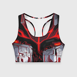 Топик спортивный женский Red stripes on a black and white background, цвет: 3D-принт