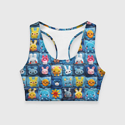 Топик спортивный женский Пэчворк с кроликами, цвет: 3D-принт