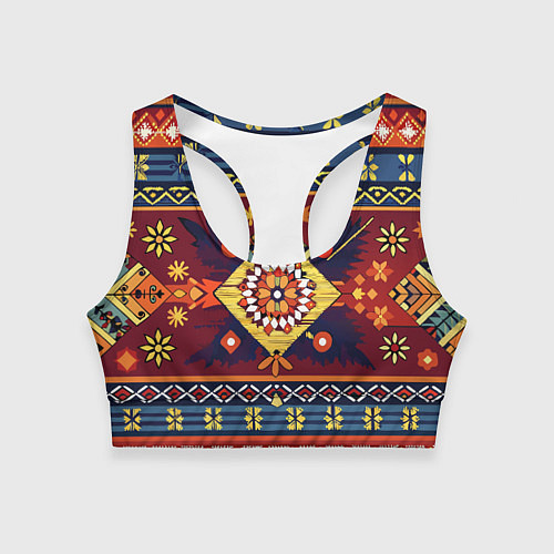 Женский спортивный топ Стиль советского ковра узоры и орнамент / 3D-принт – фото 1