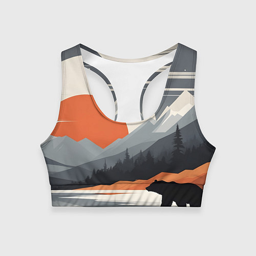 Женский спортивный топ Горы медведь геометрия / 3D-принт – фото 1