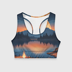 Женский спортивный топ Костер на берегу озера