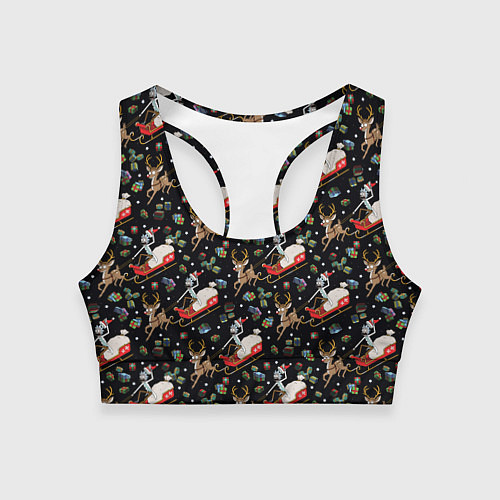 Женский спортивный топ Рик и Морти сани с оленем - Christmas / 3D-принт – фото 1