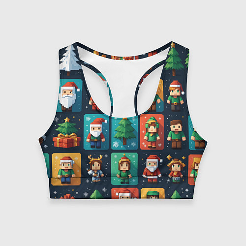 Женский спортивный топ Minecraft с новогодний паттерн / 3D-принт – фото 1