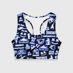 Топик спортивный женский Fortnite neon game steel, цвет: 3D-принт