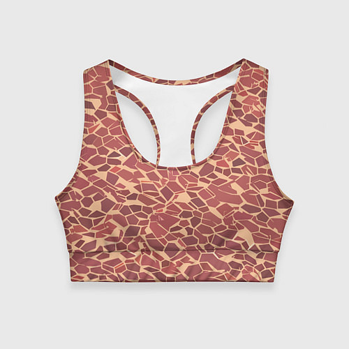 Женский спортивный топ Тёмно красные плитки на бежевом фоне / 3D-принт – фото 1